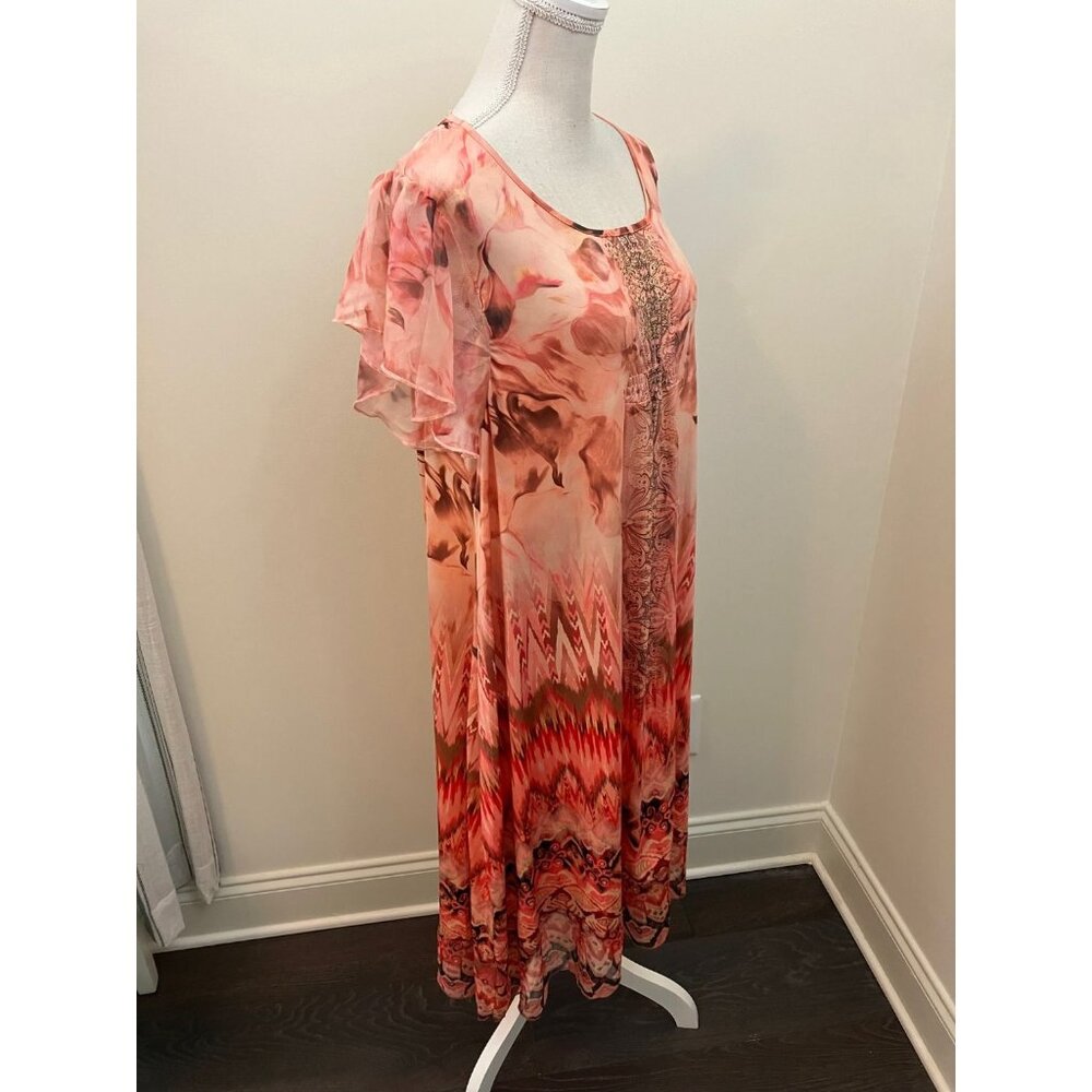 One World Multicolor Short Flutter Sleeve Dress B… - image 3